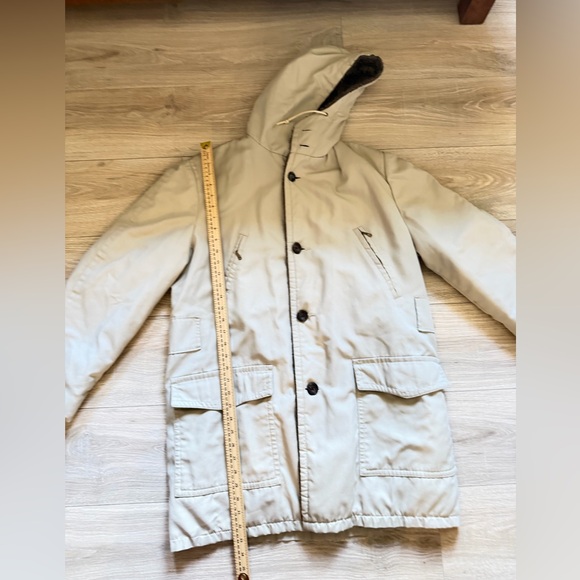 Vintage Glemot Deep Pile Fleece Lined Parka Coat Beige Hooded Size 40 - Picture 8 of 11